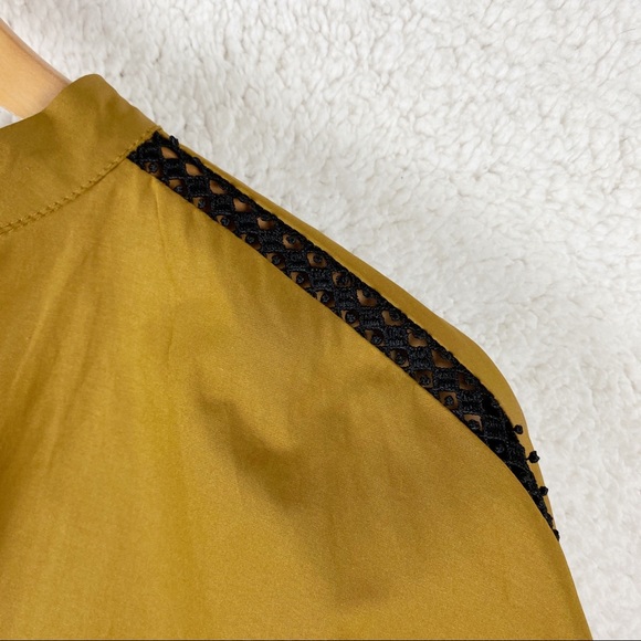 Zara Basic Long Sleeve V-neck Hi-Low Relaxed Tunic Top Blouse Mustard NWT - Picture 6 of 7